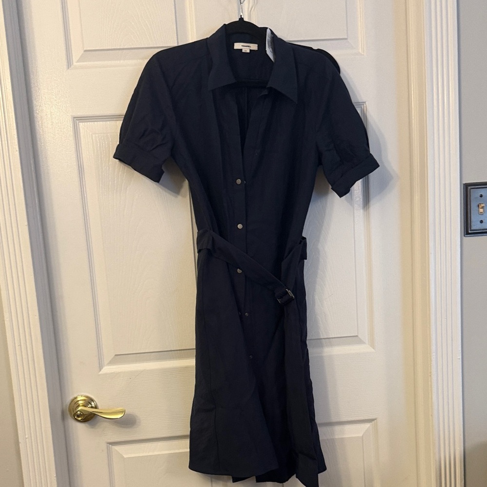Vince Dark Blue Midi Shirt Dress